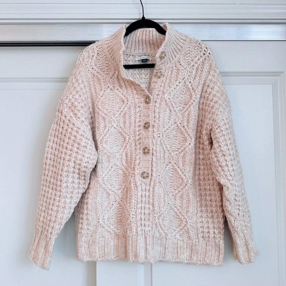 American Eagle Outfitters Light Pink Cable Knit sweater
